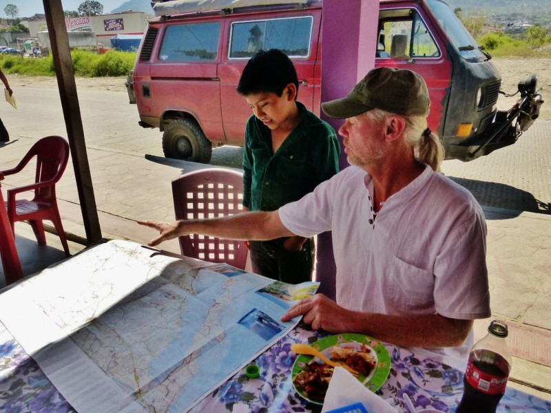Luis had never heard of Baja California, even though it is a Mexican state, so Ned brought out the map and showed him our route.  Juana watched with obvious pleasure and pride. 