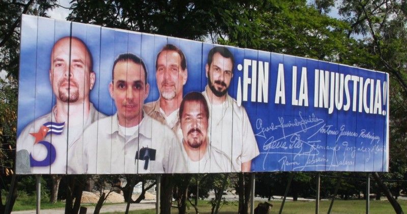“End the Injustice!”  This huge billboard was along the highway coming from the airport. Our taxi driver tried to explain to us what it meant, but in the Spanish/English translation we didn’t get the whole story. Evidently these five Cubans are being held by the U.S. government for something (?) while Cuba is holding a CIA agent who was caught trying to establish Internet service in the country. Both governments are at a stalemate over the issue.  The same taxi driver described Fidel as “Loco” and his brother Raul as “Stupido.”   “End the Injustice!”  This huge billboard was along the highway coming from the airport. Our taxi driver tried to explain to us what it meant, but in the Spanish/English translation we didn’t get the whole story. Evidently these five Cubans are being held by the U.S. government for something (?) while Cuba is holding a CIA agent who was caught trying to establish Internet service in the country. Both governments are at a stalemate over the issue.  The same taxi driver described Fidel as “Loco” and his brother Raul as “Stupido.”   