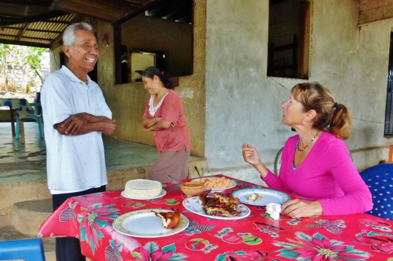 Antonino, Anita and their daughter Raquel, who was 7 months pregnant, were the perfects hosts.  We were treated warmly and graciously.  Antonino told us he was of Maztecan descent. We really enjoyed our breakfast of fresh roast chicken, tortillas, rice and a delicious salsa.  He laughed telling us the chicken was so fresh it was running around this morning! 