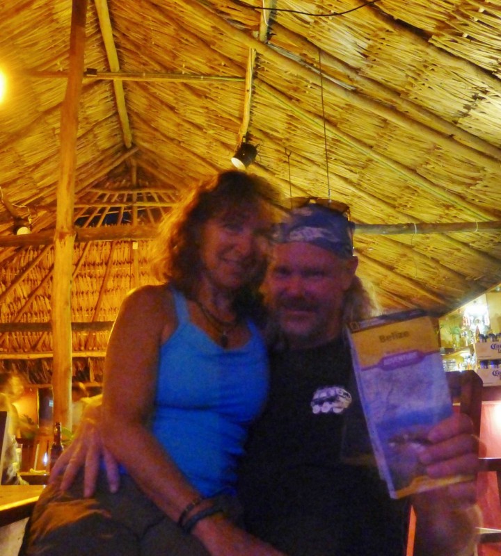 We spent our last night in Mexico parked in a lonely campground in Bacalar, just a few miles from the Belize border.  Our final Mexican dinner was in this cute little restaurant where we cracked open the Belize map for the first time.