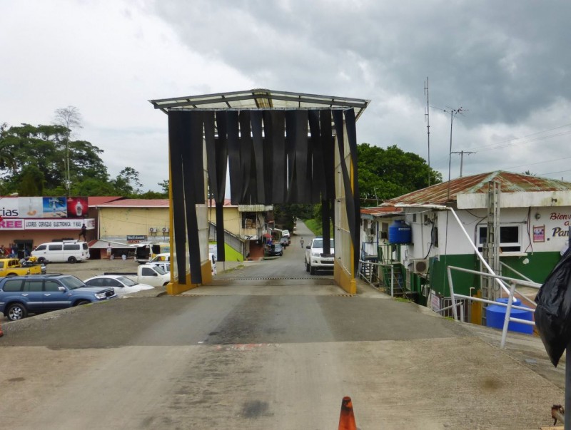 A welcoming view into Panama, the all important fumigation hut where all the bad juju from the neighboring country is magically cleansed away so you can pick up new, but not so bad juju, during the first five miles into the new country.