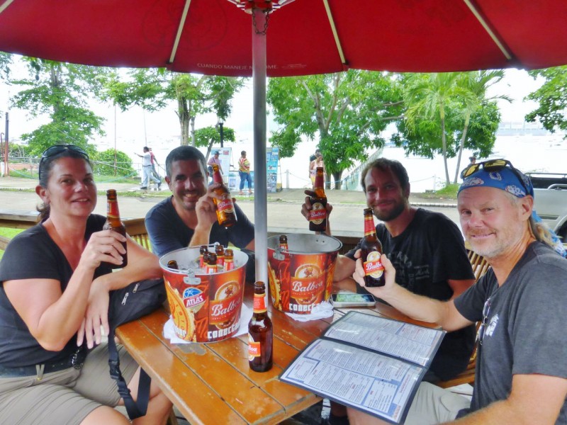 Ah, but buckets of yummy, ice cold Balboa beer back in Panama City with our new Swiss friends seemed to cheer us up.  We lost Charlotte on Wednesday. She is supposed to ship Saturday and arrive Sunday in Cartagena, Columbia, meaning we can’t start the process of getting her out of jail until Monday.  We signed up for a tour boat trip up the canal for Friday to get a feeling of the whole thing from the water.  Thursday night we got an email saying the trip was canceled for the first time in history.  Something about low water levels?  We ended up killing two days at the hotel in Panama getting our Costa Rica blog done, enjoying the air conditioning and eating too much.  The Swiss opted for a five day boat ride to Columbia via the San Blas islands.  We opted to fly on Saturday and check out Cartagena on Sunday.  We can’t wait to compare notes on the other side. 
