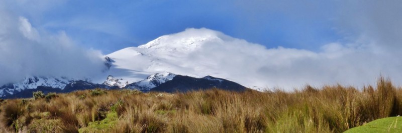 Our first visit was to Volcán Cayambe.  At 18,996 ft., it is the highest point in the world crossed by the Equator and the only point on the Equator with snow cover. 
