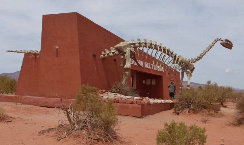 The park entrance was a remote outpost in the desert, but boasted a cool dinosaur display.  We enjoyed it while waiting for our tour. 