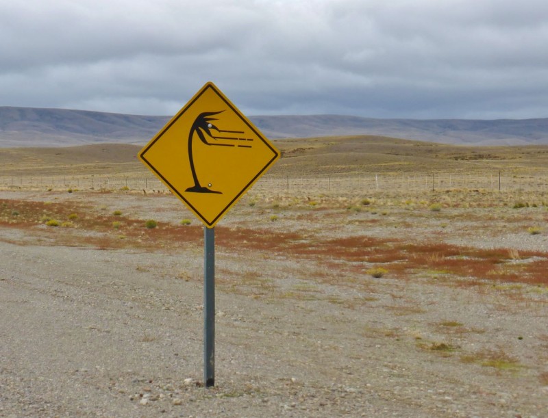 Another favorite sign…yes, wind has been our constant companion here in Southern Argentina.       At this point we were feeling a bit of urgency. We were around 700 miles from Ushuaia, a town on the island of Tierra del Fuego and the southernmost point we could drive to.  But we were somewhat on tender hooks. Poor Charlotte was suffering with coolant leaks and subsequent overheating, a gear oil leak, an exhaust leak, a clacking CV joint, a brake squeaking and tires that kept plaguing us with flats. We were feeling the need to beeline south to Ushuaia. 