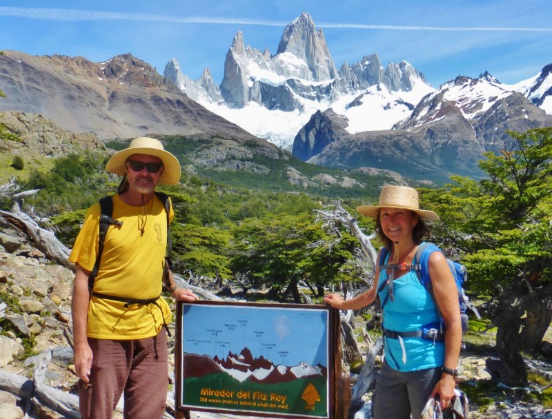 Ned’s cousin Charlie had told us, “Fitz Roy is loved to death.”  That’s an understatement.  We found ourselves on the trail with dozens of hip 20-something Bobby Backpackers.  We thought we were pretty cool too, until we saw this photo of Ma and Pa Kettle.  