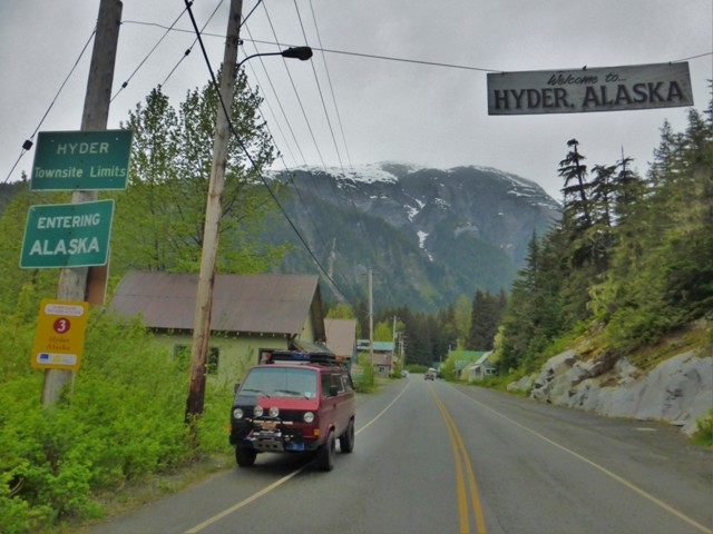 This is pretty much all there is to Hyder, Alaska. There isn’t even an official USA border crossing but there is an official Canadian crossing to go back into Canada –where they asked us the same kind of crazy questions they had asked in Vancouver! And we were only in Hyder a couple of hours! 